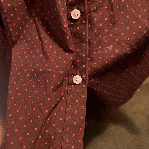 Lands End 24w Maroon with Pink Dots Button Down No Iron Supima - Picture 3 of 6